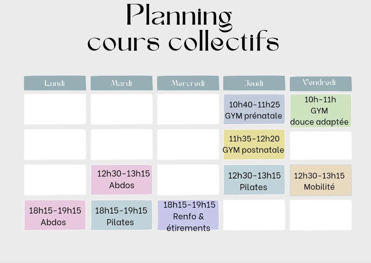 Planning des cours collectifs